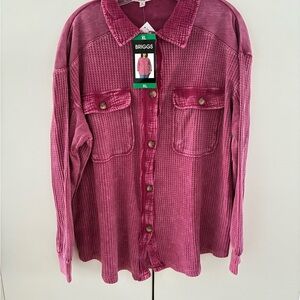 Briggs Women's Button Front Waffle Shirt XL